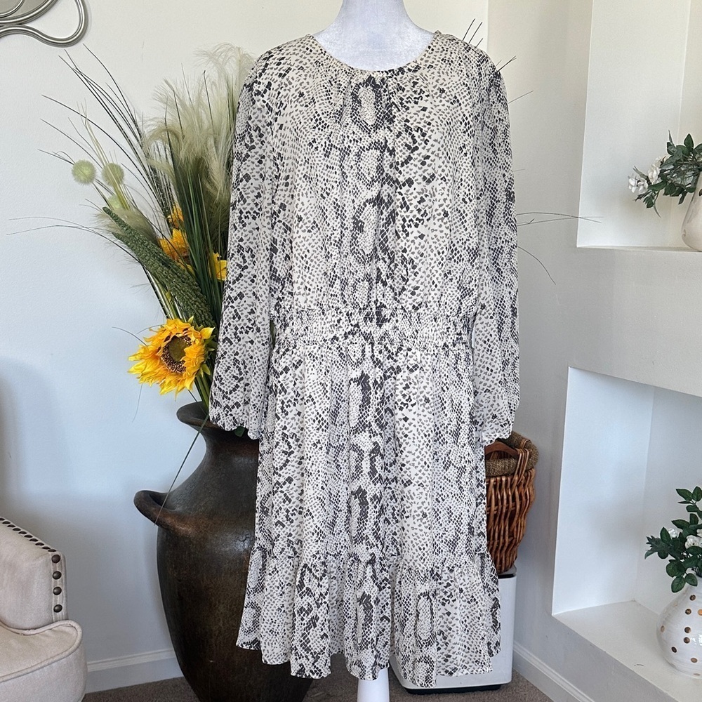 J. Crew Black and White Snake Print Midi Dress - Picture 2 of 8